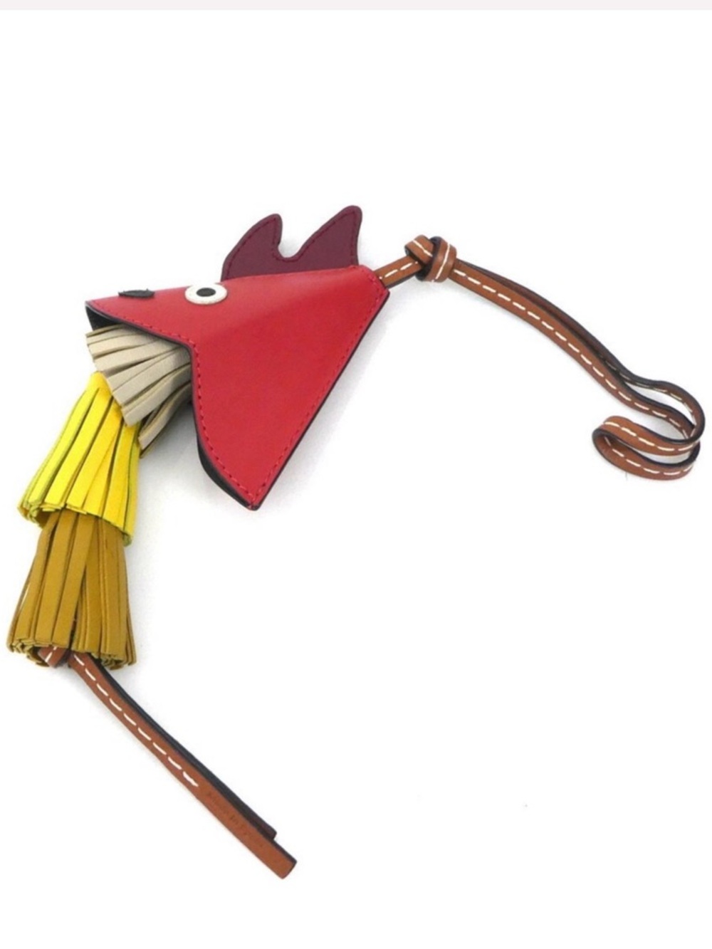 Loewe Red and Yellow Leather Bird Toy Charm